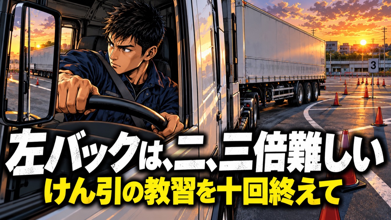 左バックは、二、三倍難しい。けん引の教習を十回終えて